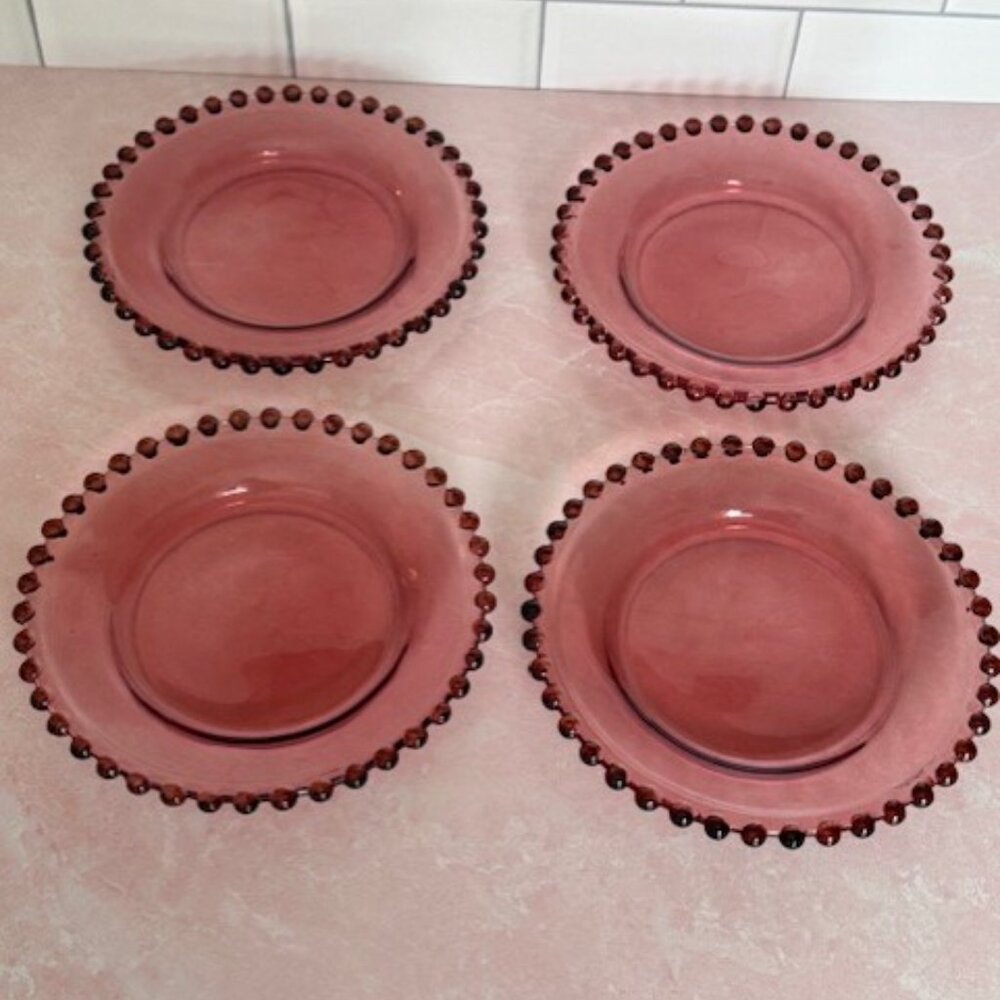 Threshold (4) Appetizer Plates, for entertaining, dessert plates, Pink Red Dots - Picture 3 of 8